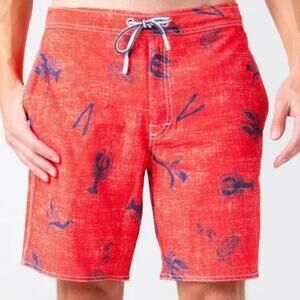 johnnie-O Red Brisbane Malibu Lobster Board Shorts Size XL
